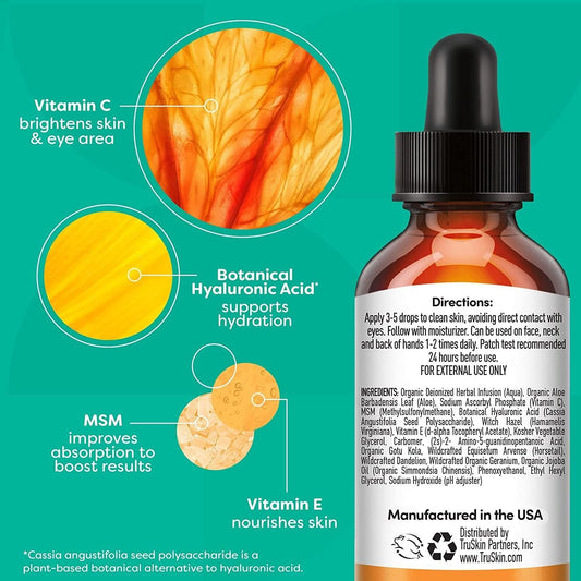 TruSkin Vitamin C Serum (For Face) - Skin Color, Eye Serum - Vitamin C, Hyaluronic Acid, Vitamin E, 30ml