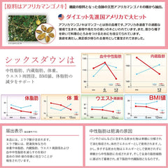 Food with Function Claims SIX DOWN 30 Days Supply / Diet Supplement Neutral fat Visceral fat BMI value Body fat African mango tree Ellagic acid Domestic production