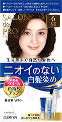 Salon de Pro Unscented Odorless Quick Coloring Hair Dye Cream For Graying Hair, Quasi-Medicated, Color: Dark Brown (6)