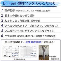 Dr.Feel Cool Elastic Socks Supervised by Doctors - Cool and Comfortable Even in Summer- Uses Cool Feel Material No Toes, For Both Feet (1 Pair)