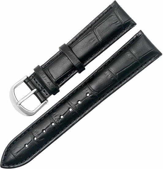 Watch Strap, Watch Band Replacement, Genuine Leather, Calf Leather, Crocodile Texture Pattern, Pink, Blue, White, Red, Purple, Light Blue, 0.47 - 0.94 in (12 - 24 mm)