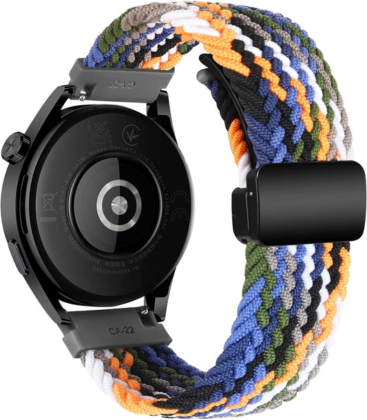 Watch Band, 20mm 22mm Nylon Watch Strap, Soft Breathable Nylon Weave Folding Clasp Magnetic Strap