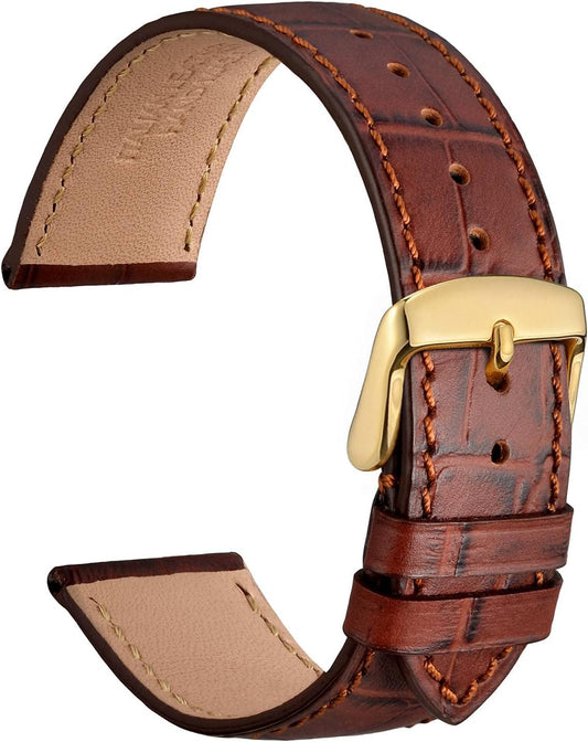 Genuine Leather Watch Band 0.6 inch (14 mm), 0.7 inch (18 mm), 0.7 inch (19 mm), 0.8 inch (20 mm), 0.8 inch (21 mm), 0.9 inch (22 mm), Italian Leather, Crocodile Embossed Watch Replacement