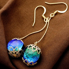 Women's Firefly Glass Earrings, Swing, Glowing, Keramarin, Hook Earrings, Okinawa, Ryukyu