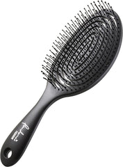 A8200BK Women's Hair Brush, Cushion, Scalp, Massage Brush, Dryer, Brushing, Spiral, 3D Detangle, Black, Regular