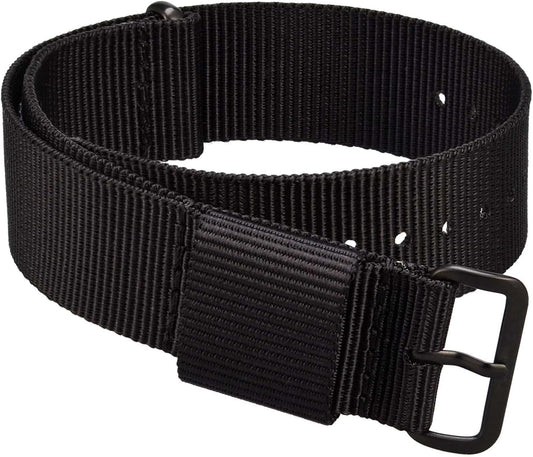 Nylon Strap, 0.71, 0.87, 0.94 inches (18, 20, 22, 24 mm), Military Watch Strap, Black Buckle