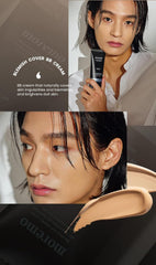 moremo for men Blemish Cover, BB Cream (Japan Authorized Dealer), Makeup Base, Sunscreen/Dullness, Acne/Semi-Mat, Men's (Light Beige)