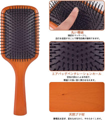 WiViVi Womens Air Cushion Design Natural Beech Wood Comb Hair Paddle Brush Anti Static