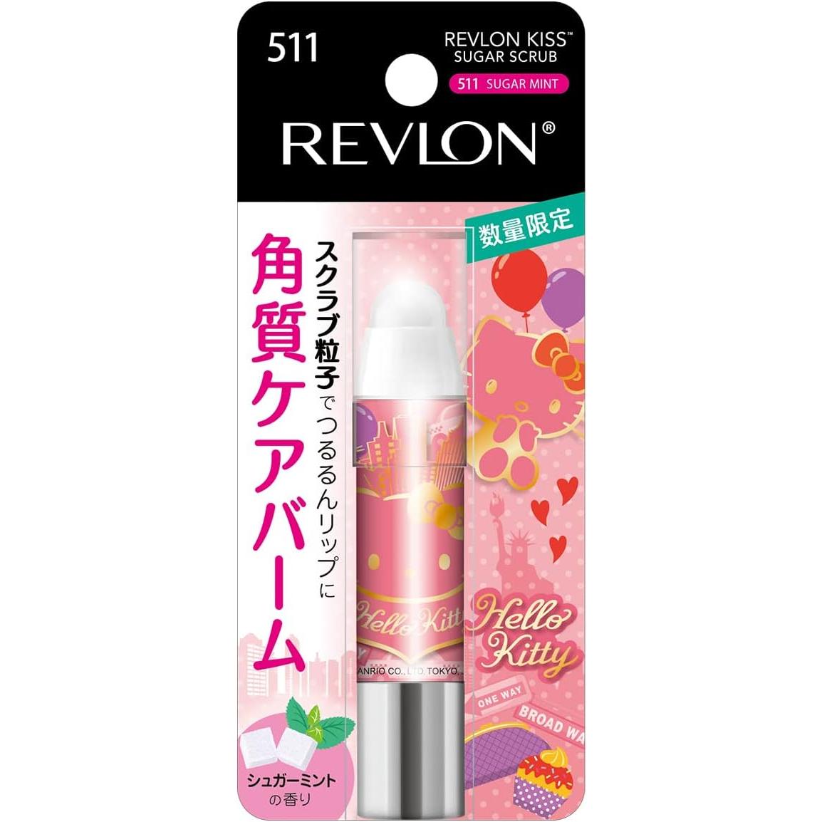 2022 Revlon x Hello Kitty Collaboration Revlon Kiss Sugar Scrub 511 Sugar Mint HELLO KITTY Illustration Mint Scent No Rinse Exfoliation Care Lip Care Lip Scrub 2.6g / REVLON KISS SUGAR SCRUB KITTY