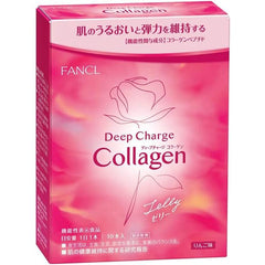 FANCL Deep Charge Collagen Stick Jelly, 10 Day Supply, 0.7 oz (20 g) x 10 Cans, Food with Functional Claims, Individually Packaged (Sermide / Hyaluronic Acid), Apple Flavor