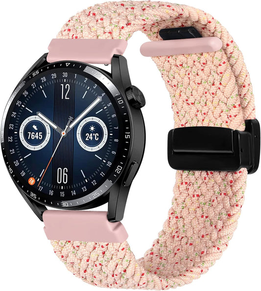 Watch Band, 20mm 22mm Nylon Watch Strap, Soft Breathable Nylon Weave Folding Clasp Magnetic Strap