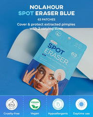 NOLAHOUR Spot Eraser Blue 100% Pure Hydrocolloid Patch Ultra Thin Low Profile Makeup 63 Pack Acne Patches Acne Patches