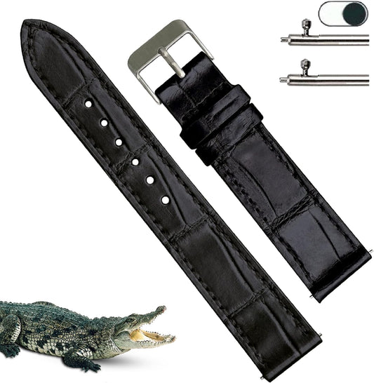 Crocodile Watch Strap Crocodile Replacement Watch Band Lizard Thin Band Ostrich Leather with Buckle Handmade Men Handmade