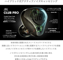 JBL CLUB PRO+ TWS Fully Wireless Earphones, Hybrid, Noise Canceling, IPX4, Bluetooth Compatible, Wireless Charging, 2020 Model, Black, JBLCLUBPROPTWSBLK