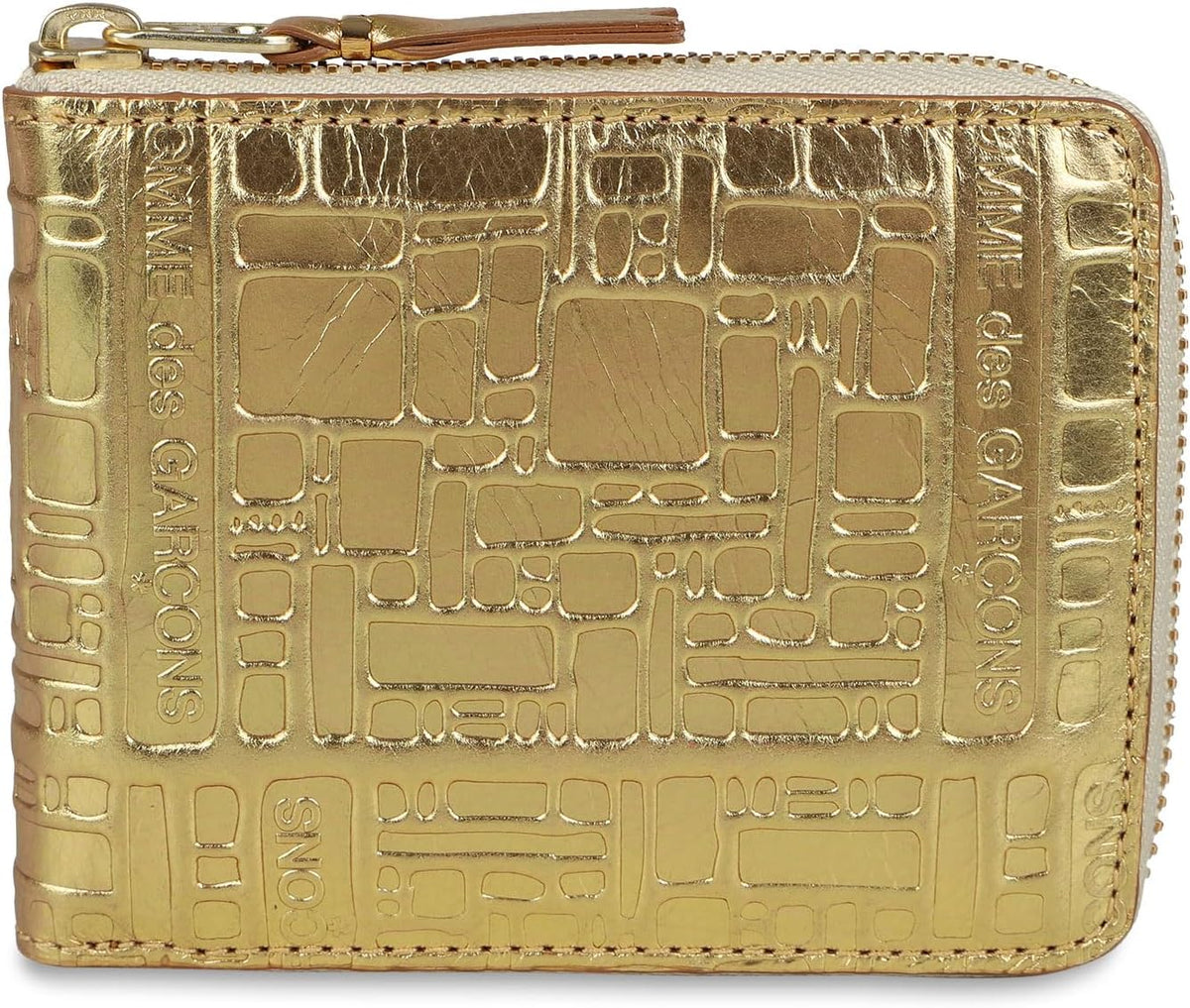 EMBOSSED LOGOTYPE Comme des Garcons Bifold Wallet Round Zipper Men's Women's Gold SA7100EG Parallel Import