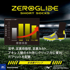 Zero Glide P2MX2510 Short Socks, Soccer Wear, Toe Socks, Grips