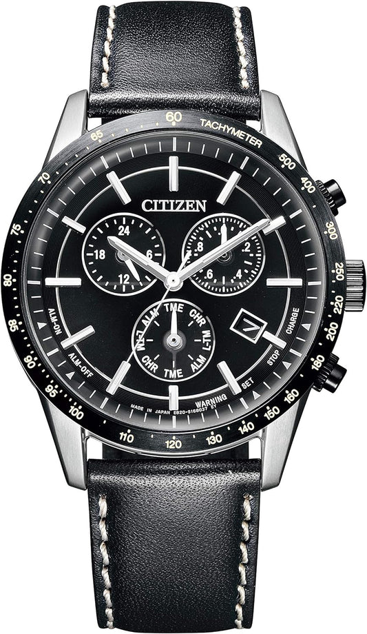 Citizen BL5496-11E Men's Eco-Drive Chronograph Metal Face Wristwatch, Black, Dial color - black, Watch photo-powered, chronograph, metal dial