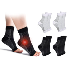 4 Sets Ankle Supporter Fixed Supporter Ankle Arch Supporter Socks for Sports Unisex High Compression Socks (L, Black + White)