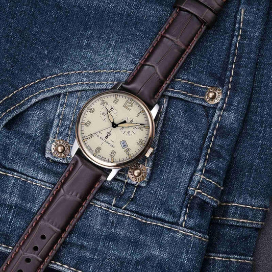 Genuine Leather Watch Strap, Crocodile Embossed Watch Band, Quick Release, 0.71, 0.87, 0.94, 0.94 inches (18, 20, 22, 24 mm), Leather Watch Replacement