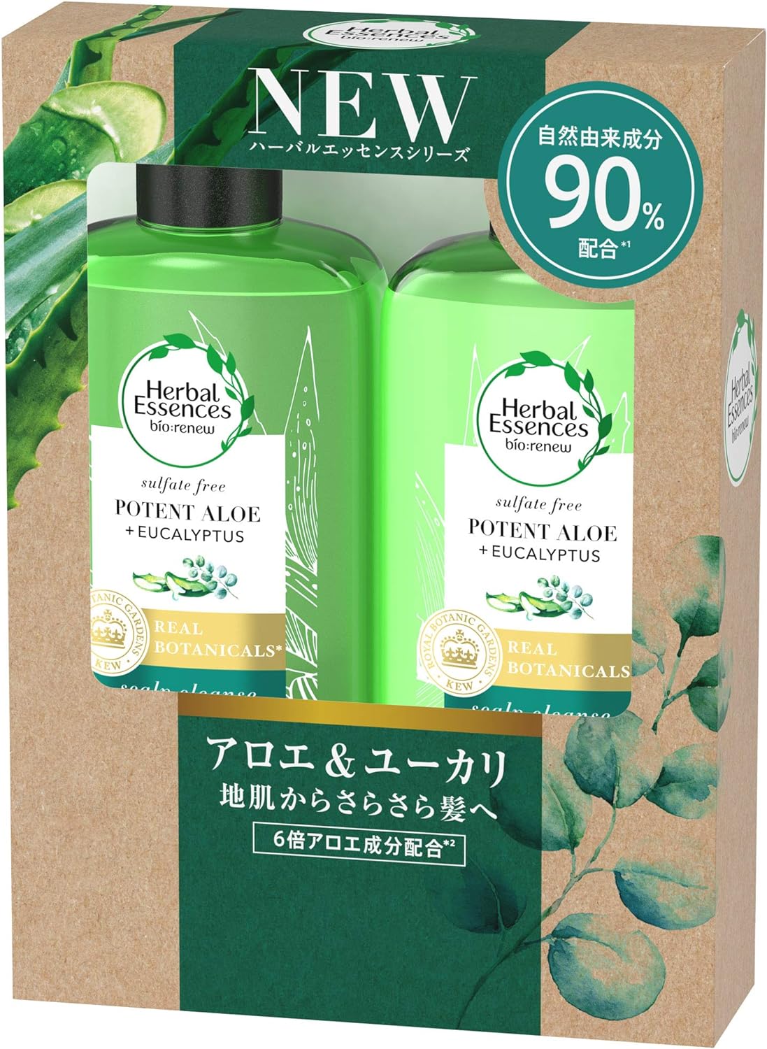 [Japanese Shampoo and Conditioner] Herbal Essence Bio Renew Set Aloe   Eucalyptus Pump Non-Silicone Shampoo + Conditioner Shampoo Set 2 Pieces Assorted