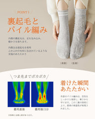 Women's Winter Thick Socks, Extreme Temperature 38C, Extra Thick Back Pile, Wool Material, 360 Heat Storage, Wool Socks, Cold Protection, Heat Retention, Deodorizing, Durable, Stretchable, Indoor, Outdoor, Climbing, Camping, 9.4 - 11.0 inches (24 - 28 cm)