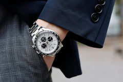 Solar Chronograph The Standard Men's Wristwatch, silver/white   black, Bracelet Type