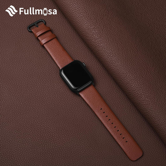 Compatible with Apple Watch Band Belt Apple Watch Band 38mm/40mm/41mm 42mm/44mm/45mm apple watch 9 8 7 6 5 4 3 2 1 SE SE2 Ultra Ultra2 Band Genuine Leather Replacement Band 38mm/40mm/41mm Brown + Smoky Gray Buckle