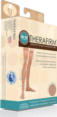 Promotes Blood Flow in Lower Leg Veins, Open Toe (Open Toe), Medical Elastic Stockings, Above Knee Length, Therafarm, 0.8 - 1.2 inches (20 - 30 mm) Hg Stockings, Thin (Unisex) (L, Black (Black))