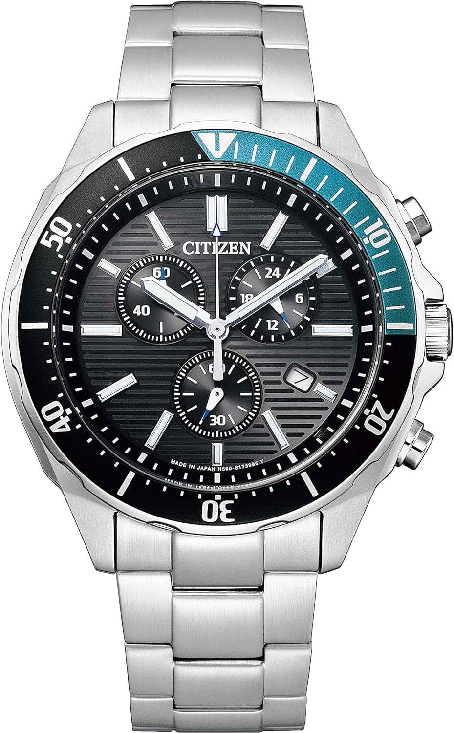 Citizen AT2497-54E Eco-Drive Citizen Collection Wena 3 Wristwatch, Men's Silver, blue, Bracelet Type