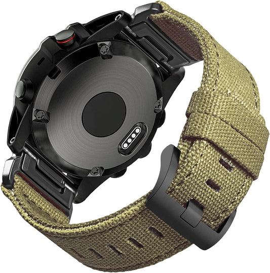 Garmin Belt Canvas Garmin Band for Fēnix, Instinct, Tactix, Vivoactive/Approach/MARQ/Quatix/D2/Forerunner/Enduro Series Upgraded Connector Garmin Quick Fit ver 20/22/26mm