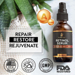 Premium Retinol Solution Essence Retinol Solution Hyaluronic Acid, Vitamin A, Vitamin E, Aloe Vera, Organic, Large Capacity