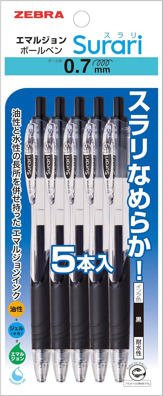 Zebra Oil Ballpoint Pen Slurry 0.7 5 Black P-BN11-BK5