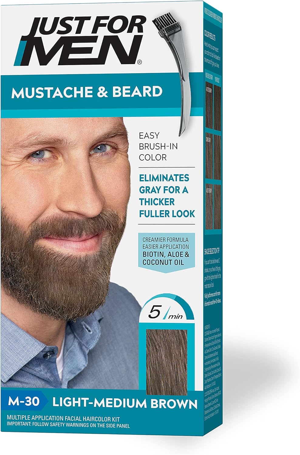 Just For Men Brush In Color Gel for Mustache   Beard Light – Medium Brown, Medium – 30 (parallel import goods)