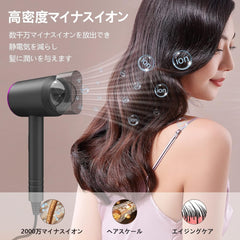 2023 Hair Dryer, Large Airflow, Quick Drying, Lightweight, 1200 W, Negative Ion Dryer, Popular, 57C Constant Temperature, Overheating Prevention Dryer, 3 Level Adjustment, For Household/Hair Salons/Travel, Gift (Black)