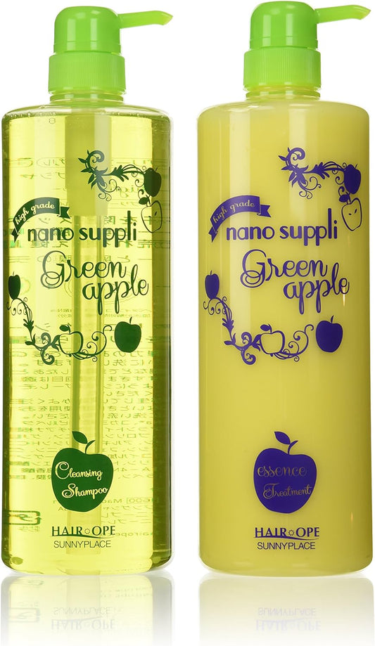 [Japanese Shampoo and Conditioner] Sunny Place Nano Supplement Cleansing Shampoo   Conditioner Apple 1000ml Bottle Set