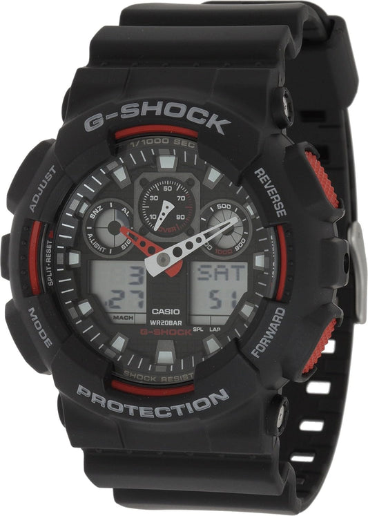 Casio G-SHOCK G-Shock GA-100-1A4DR Men's Wristwatch, Black and Red, Watch Reverse Import Parallel Import, black (black 19-3911tcx)