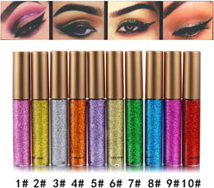 Glitter Eyeliner Color Eyeliner Set, Liquid Brush Pen, Eyeliner, Color Eyeliner, Waterproof, Long Lasting, Colorful, Western Style, Portable, Easy to Use (10 Pieces/Set)