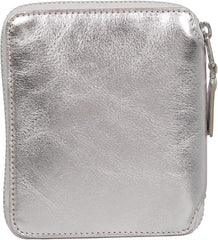 SA2100G Wallet, Bi-Fold, Men's, Women's, Round Zipper, Genuine Leather, Gold and Silver Wallet, Silver, Silver