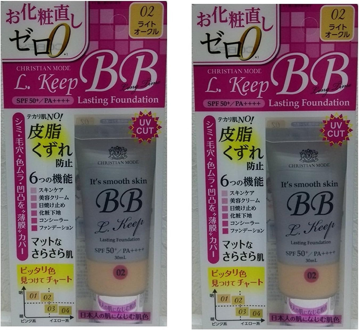 Christian Mode Long Keep BB Cream UV Light Ochre Set of 2 30ml (x2)