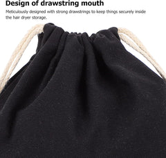 Frcolor Hair Dryer Bag Drawstring Bag Hair Dryer Organizer Storage Pouch Travel Bag Dust Bag Styling Tool Black