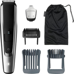 Philips BT5511/60 Beard Trimmer 5000 Series, Charging, AC Type, Minimum 0.01 inch (0.2 mm) Width, 40 Settings, Washable, Metallic Silver/Black