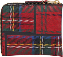 SA3100TP Comme des Garcons Wallet, Coin Purse, Coin Case, Men's, Women's, L-Shaped Zipper, Tartan Checkered, Red, red