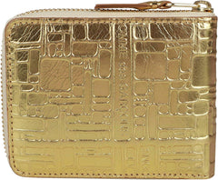 EMBOSSED LOGOTYPE Comme des Garcons Bifold Wallet Round Zipper Men's Women's Gold SA7100EG Parallel Import