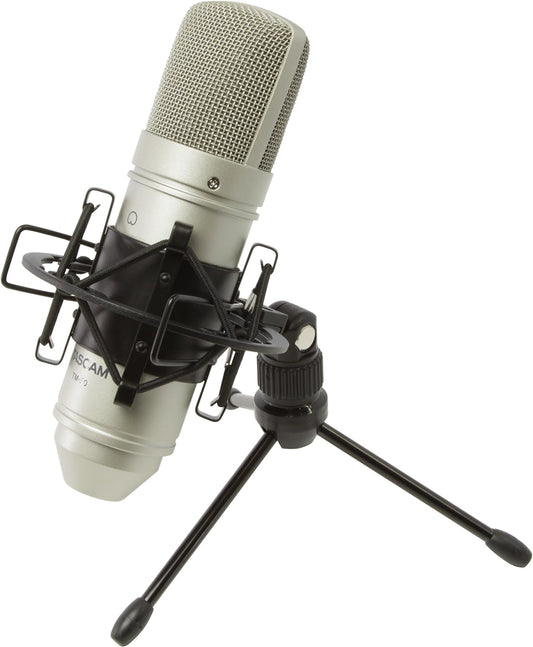 TASCAM TM-80 Condenser Microphone Unidirectional/48V Phantom Power/18mm Large Diaphragm/XLR Microphone Cable, Suspension, and Tabletop Stand Included/Vocal Musical Instrument Distribution