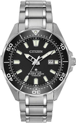 men's Eco-Drive Diver 200m Waterproof Black Popular International Model BN0200-56E Silver