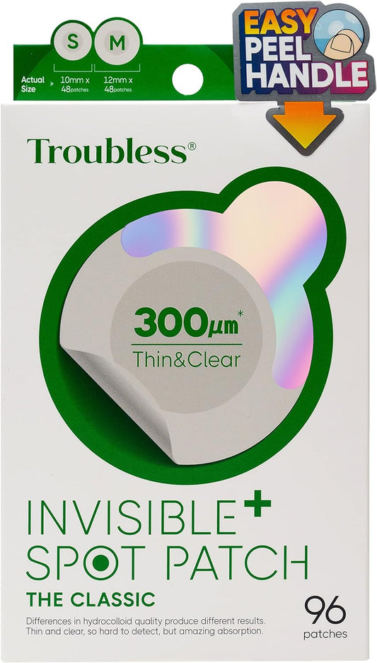 Trouble-less Invisible Spot Patch classic HYDROCLLOIDAL ACNE ACNE PATCH Ultra-Thin Spot Clear Patch Easy Peel Handle Daytime 96 patches (96 packs)