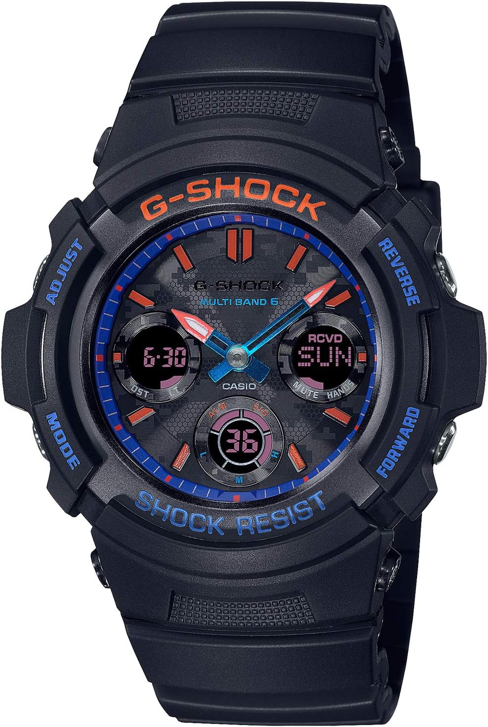 Casio AWG-M100 Series G-Shock Radio Solar Wristwatch, Limited Edition / City Camouflage Series, Resin Band