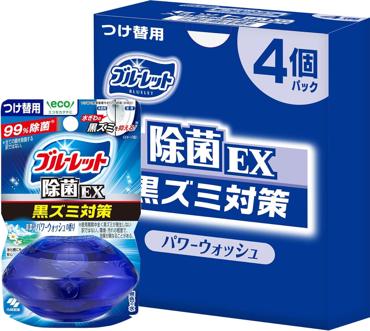 Kobayashi Pharmaceutical Power Wash Scent, Toilet Tank Aromatic Cleaner, Refill 2.4 fl oz (70 ml) x 4 Packs (Amazon.co.jp Exclusive) (Bulk Purchase)