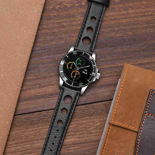 18mm/20mm/22mm Oil Wax Leather Spare Watch Band Rally Style Quick Release Stainless Steel Buckle