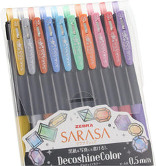 Zebra gel ballpoint pen Sarasa clip 0.5mm decoshine color 10 color set JJ15-10C-SH